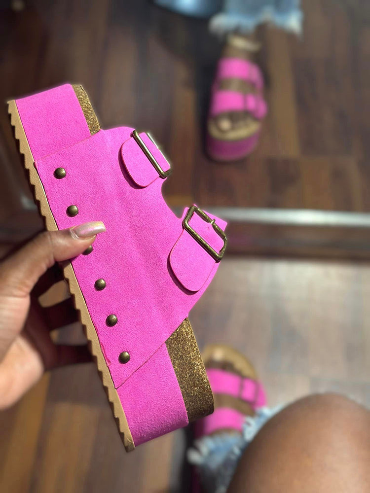 Double Buckle Strap Platform Sandals - Bold Muse Co