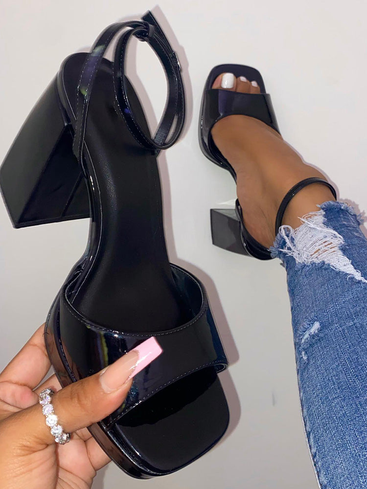 Leather Chunky Heel Sandals - Bold Muse Co