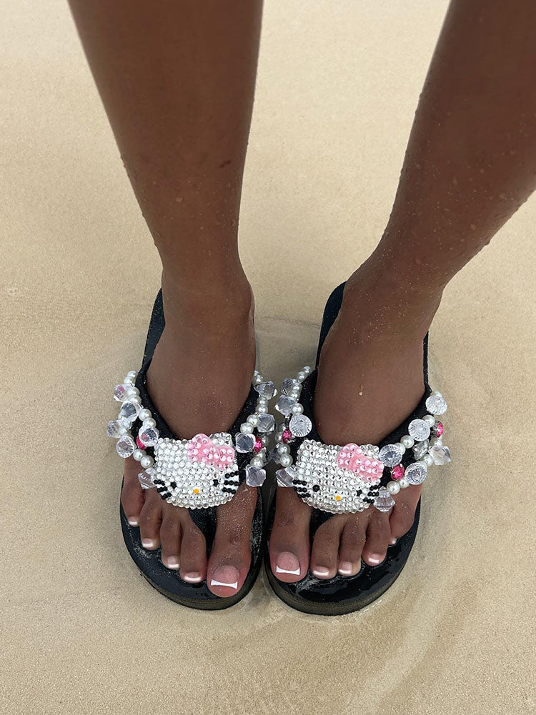 Cute Kitty Platform Flip Flops