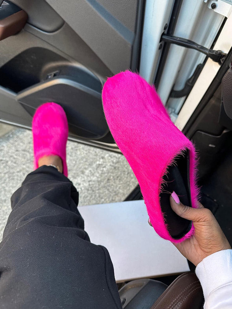 Fur Slip-On Flat Slides - Bold Muse Co