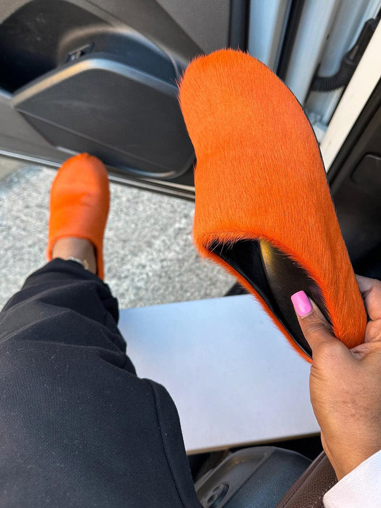 Fur Slip-On Flat Slides - Bold Muse Co