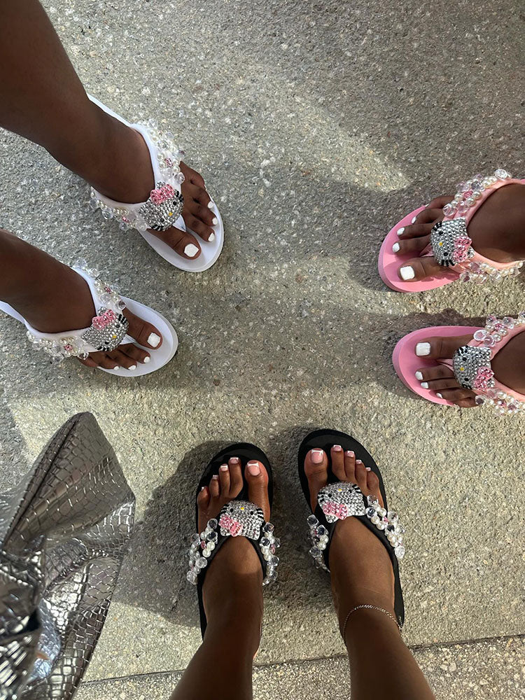 Cute Kitty Platform Flip Flops