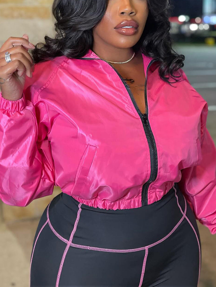 Contrast Windbreaker Jacket & Leggings Set