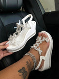 Butterfly Embellished Wedge Sandals