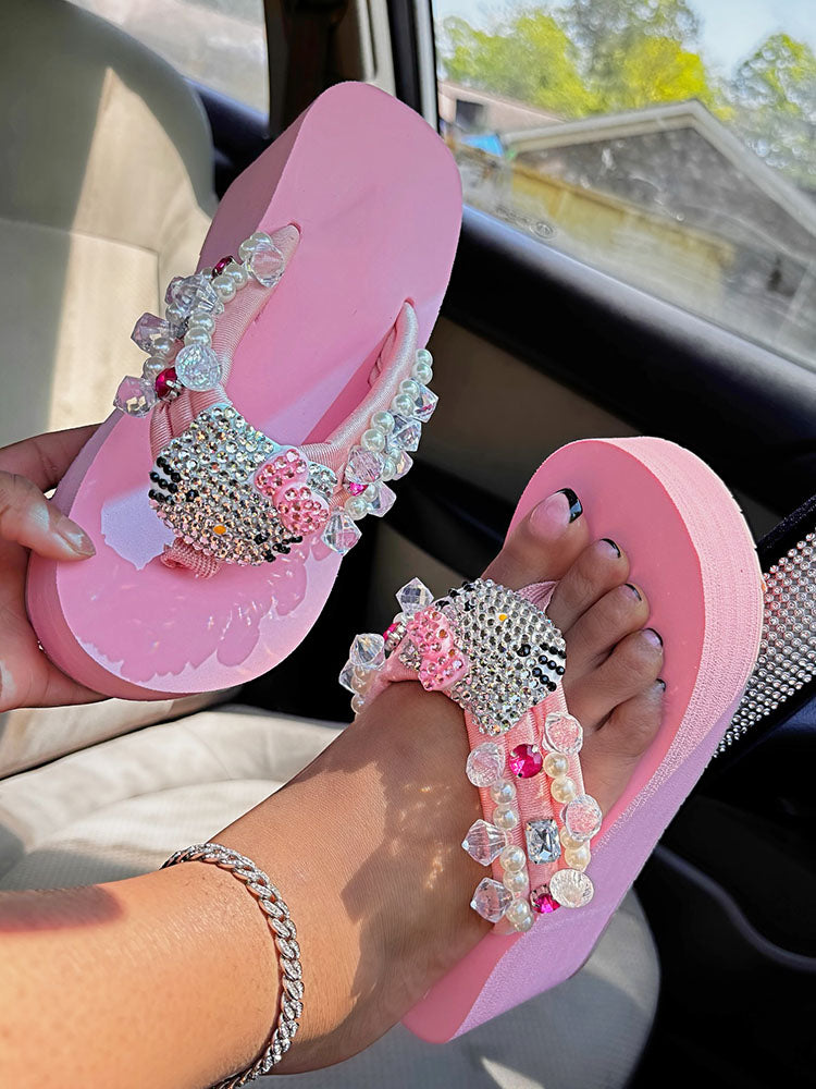 Cute Kitty Platform Flip Flops