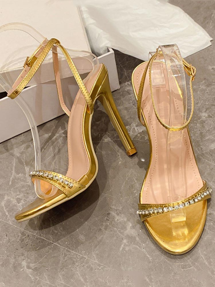 Rhinestone Ankle Strap Heels - Bold Muse Co