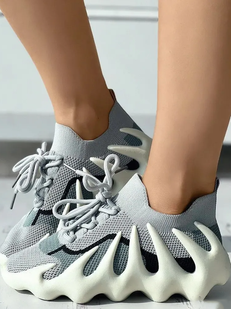 Lace-up Knit Breathable Sneakers - Bold Muse Co