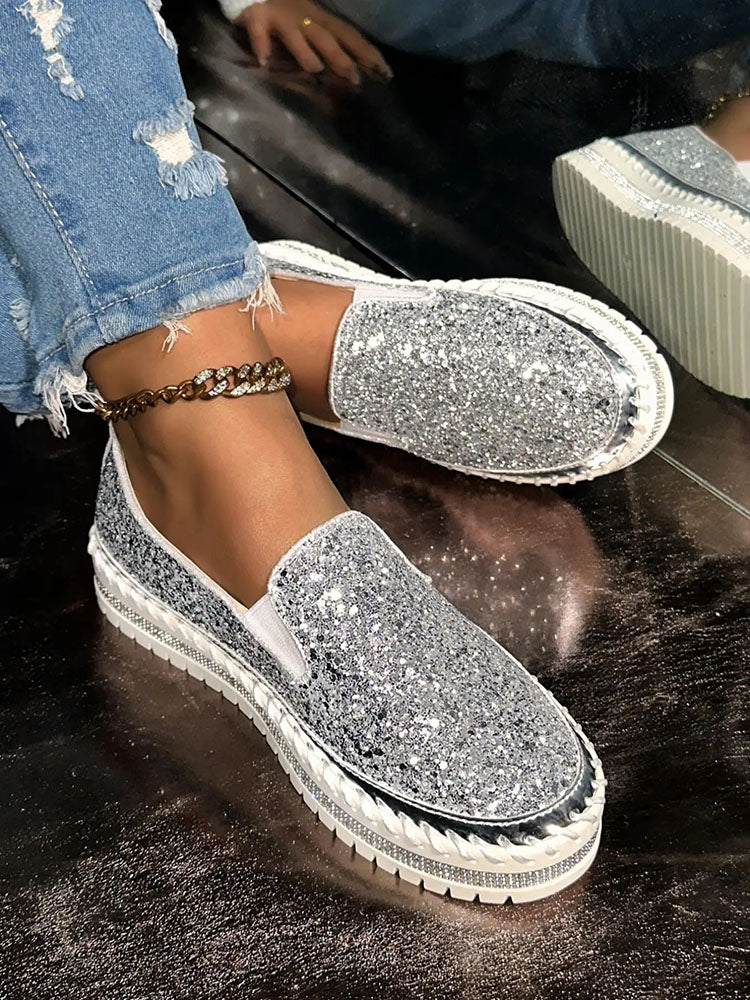 Glitter Slip-On Loafers