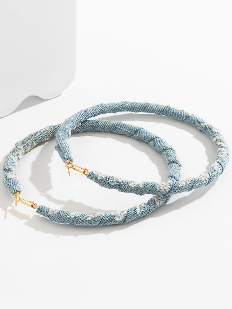 Denim Hoop Earrings - Bold Muse Co