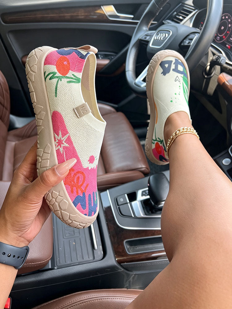 Graffiti Knit Slip-On Loafers
