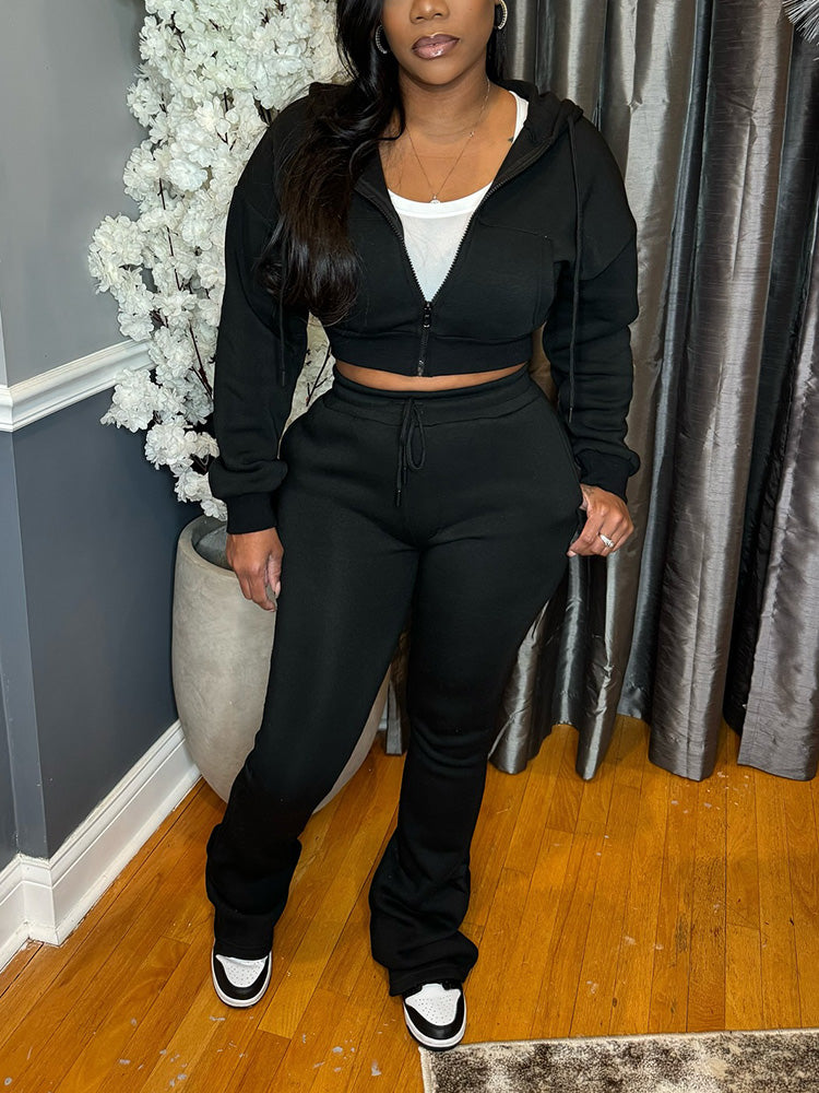 Basic Hoodie Extended Pants Set