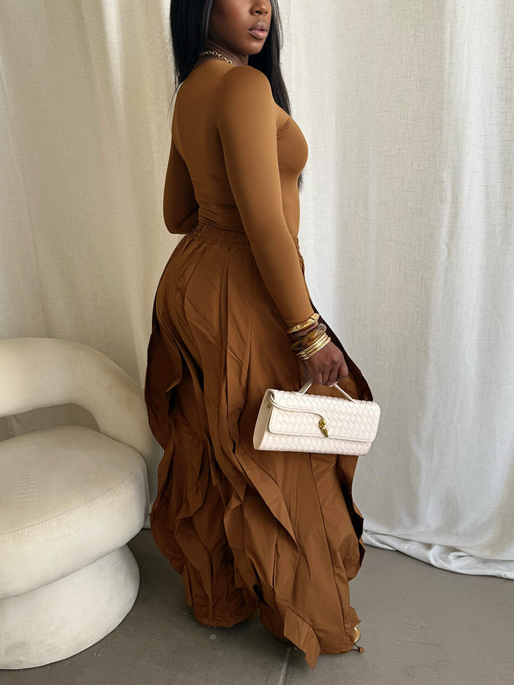 Sleek Top & Windbreaker Pleated Pants Set