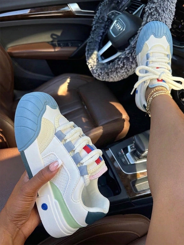 Contrast Panel Shell Toe Sneakers