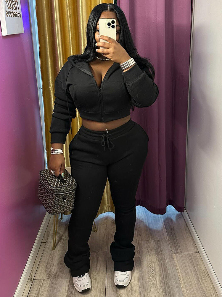 Basic Hoodie Extended Pants Set