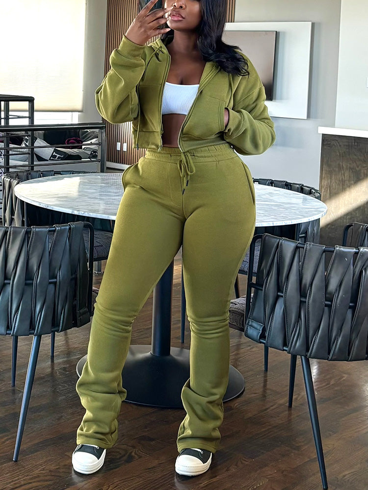 Basic Hoodie Extended Pants Set