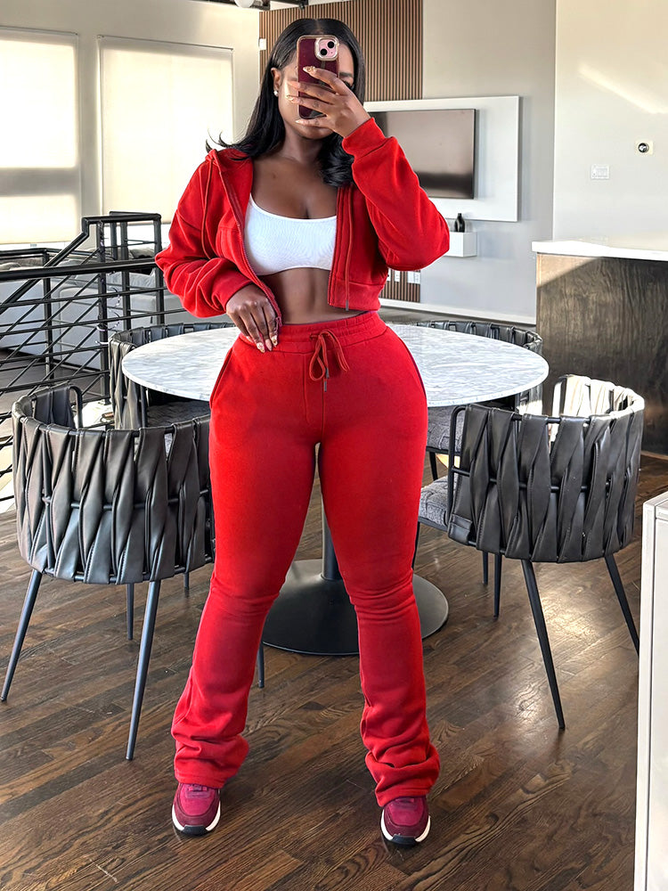 Basic Hoodie Extended Pants Set