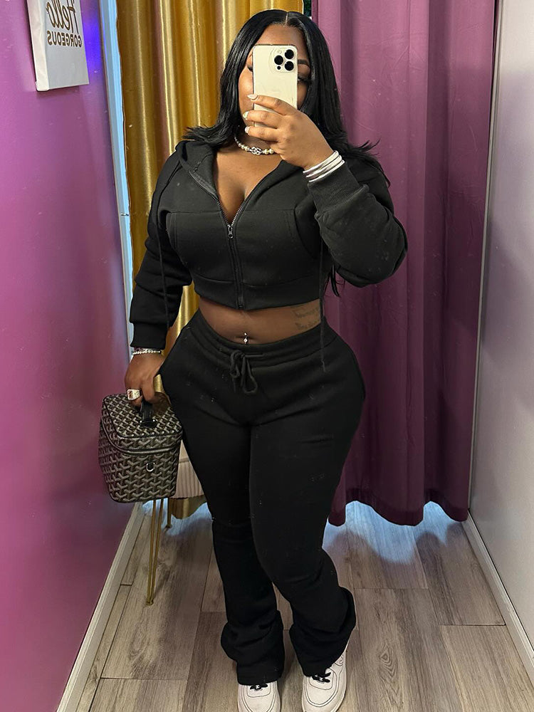 Basic Hoodie Extended Pants Set