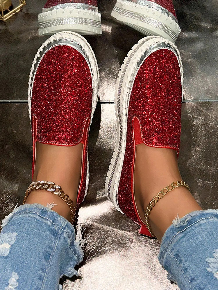 Glitter Slip-On Loafers