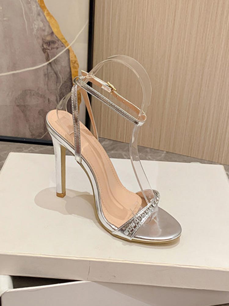 Rhinestone Ankle Strap Heels - Bold Muse Co