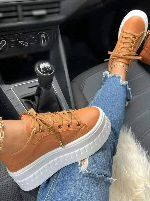 Platform Lace-up Sneakers - Bold Muse Co