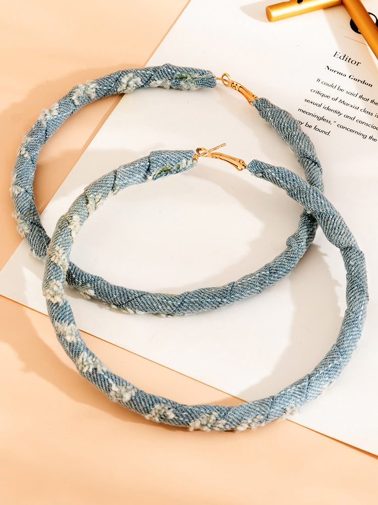Denim Hoop Earrings - Bold Muse Co