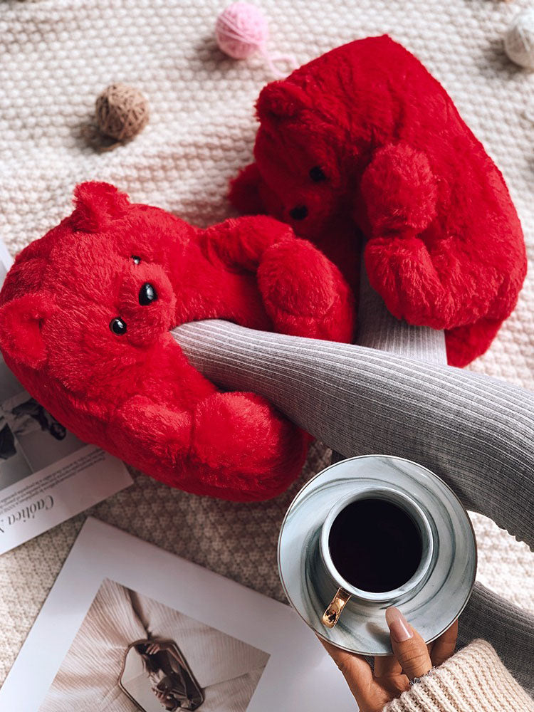 Fluffy Teddy Bear Slippers - Bold Muse Co
