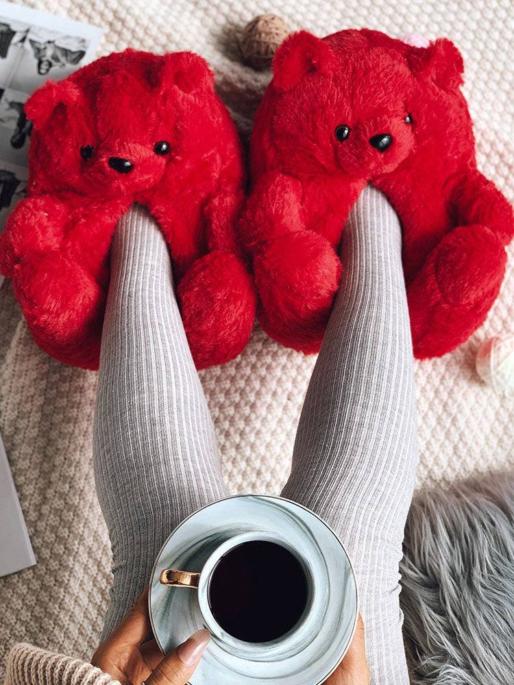 Fluffy Teddy Bear Slippers - Bold Muse Co