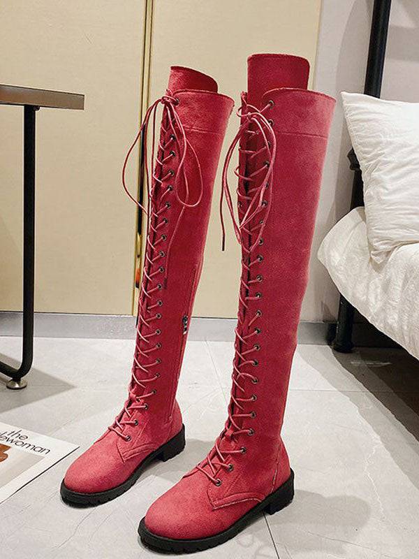 Lace Up Flat Suede Boots - Bold Muse Co