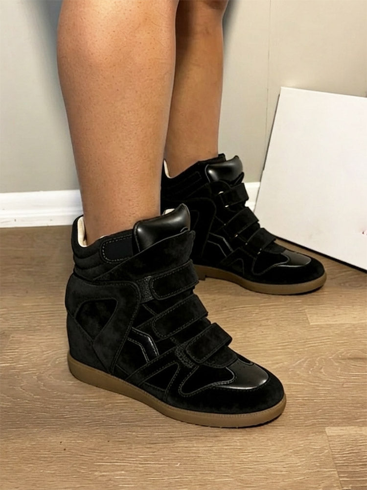 Suede Velcro Wedge Sneakers