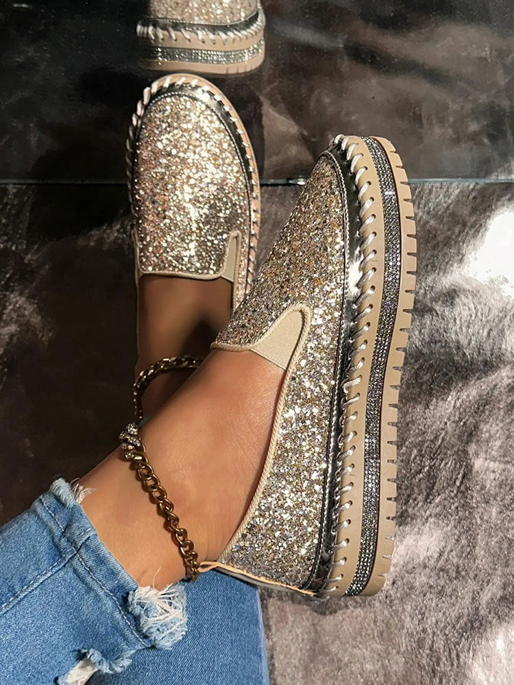 Glitter Slip-On Loafers