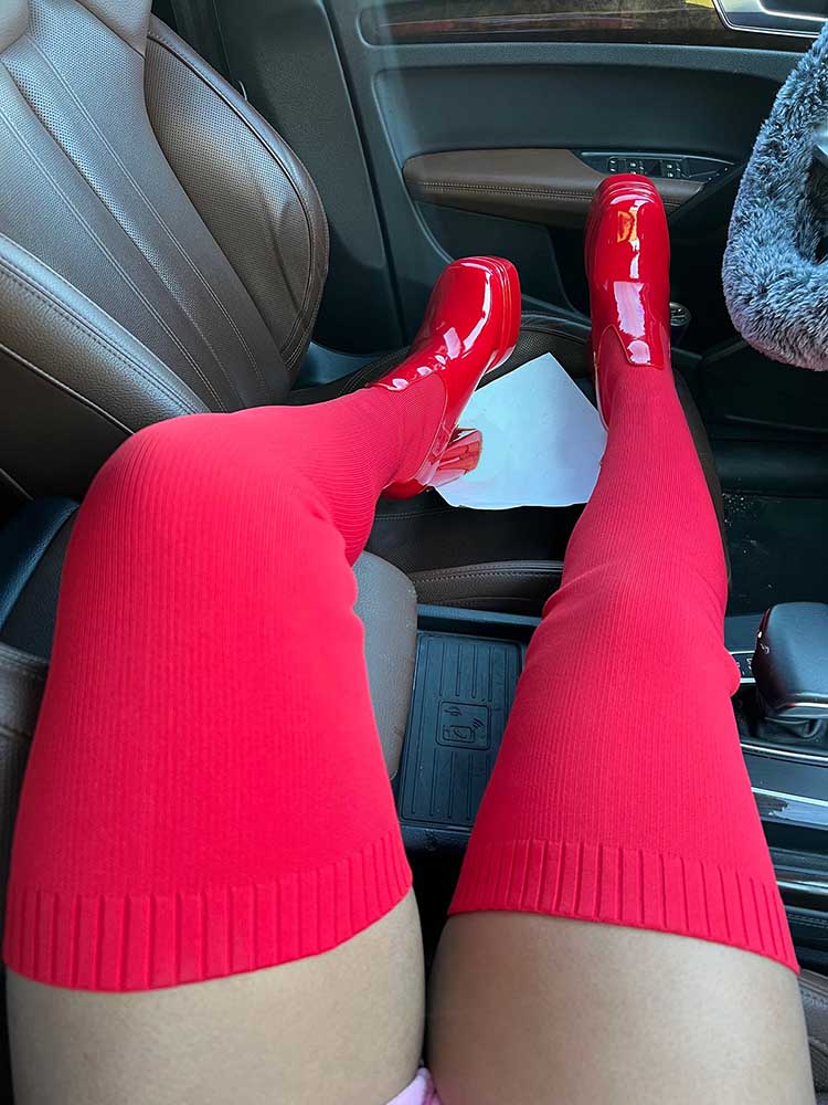 Knit & Leather Platform Boots - Bold Muse Co