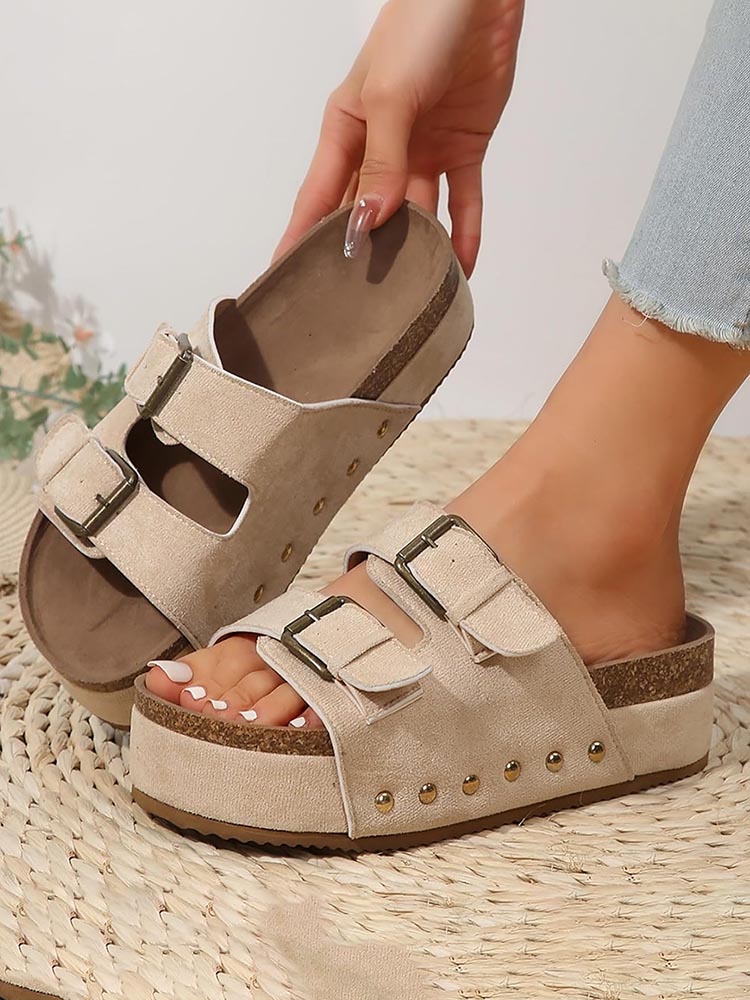 Double Buckle Strap Platform Sandals - Bold Muse Co