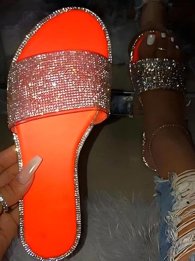 Crystal Glitter Flat Bling Slippers - Bold Muse Co