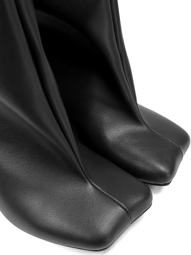 Suede Wide Calf Square Toe Boots - Bold Muse Co