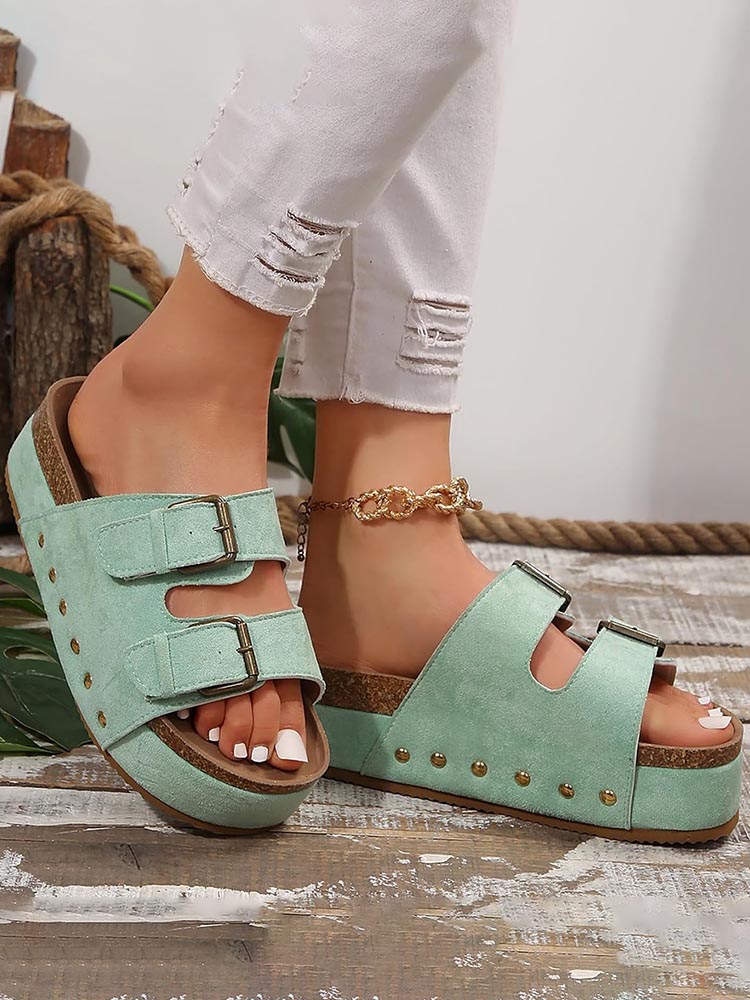 Double Buckle Strap Platform Sandals - Bold Muse Co