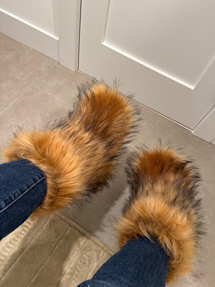 Fluffy Faux Fur Mid-Calf Booties