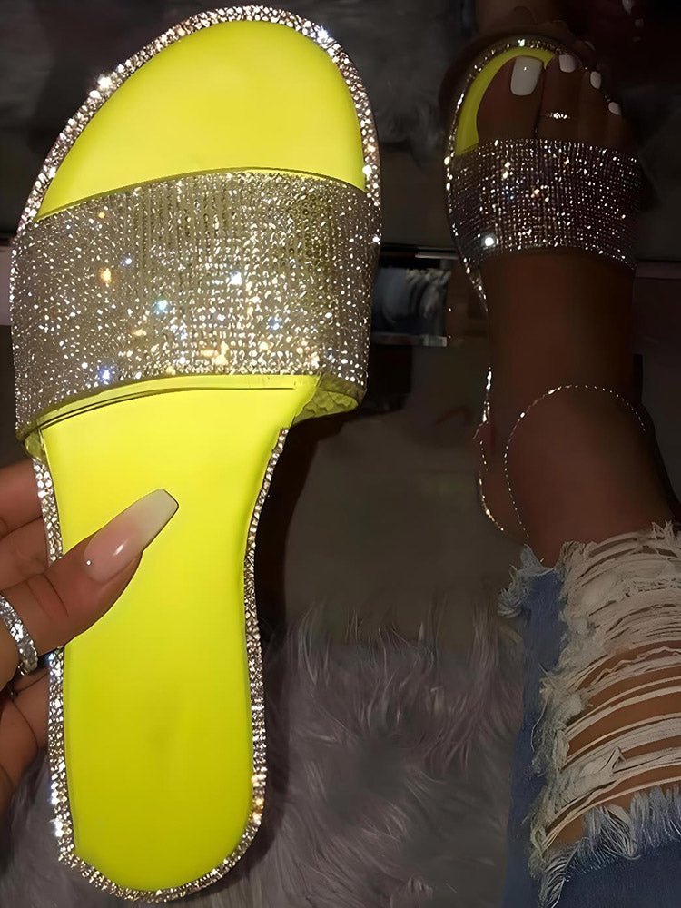 Crystal Glitter Flat Bling Slippers - Bold Muse Co