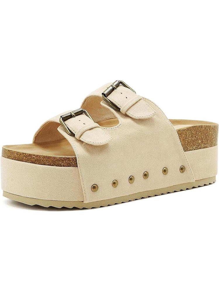 Double Buckle Strap Platform Sandals - Bold Muse Co