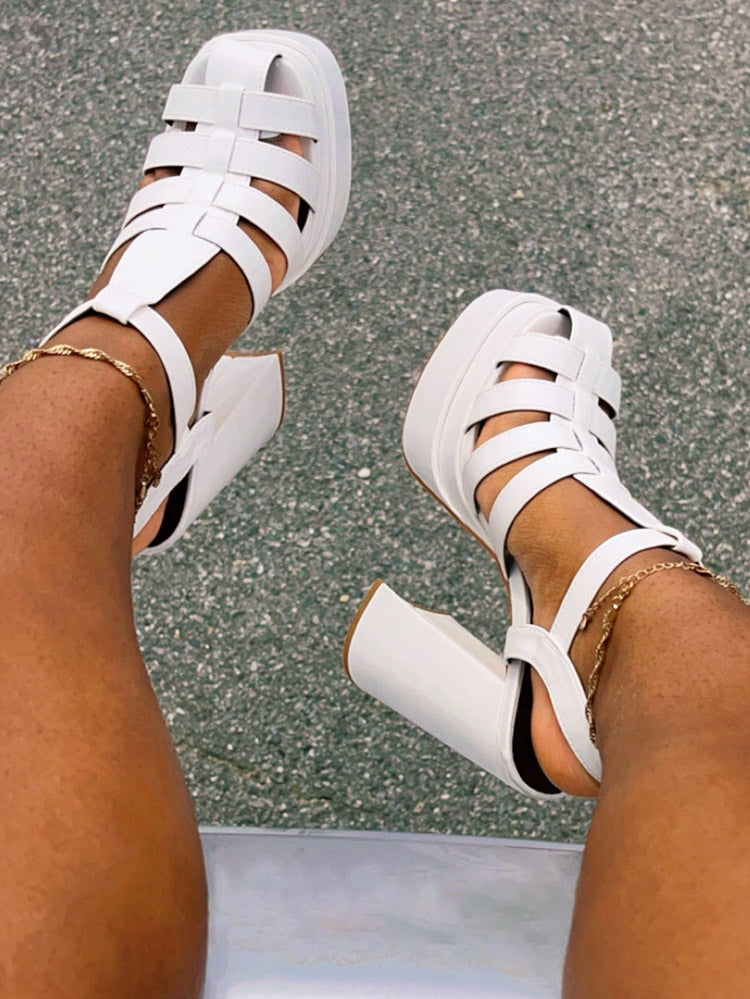Braid Platform Chunky Heel Sandals - Bold Muse Co