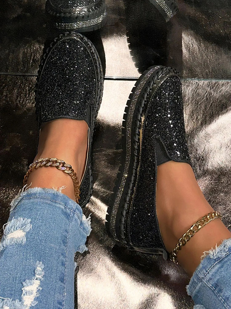Glitter Slip-On Loafers