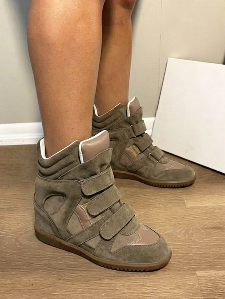 Suede Velcro Wedge Sneakers