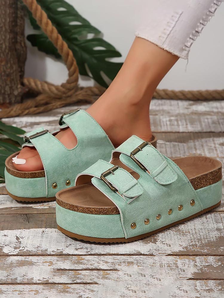 Double Buckle Strap Platform Sandals - Bold Muse Co