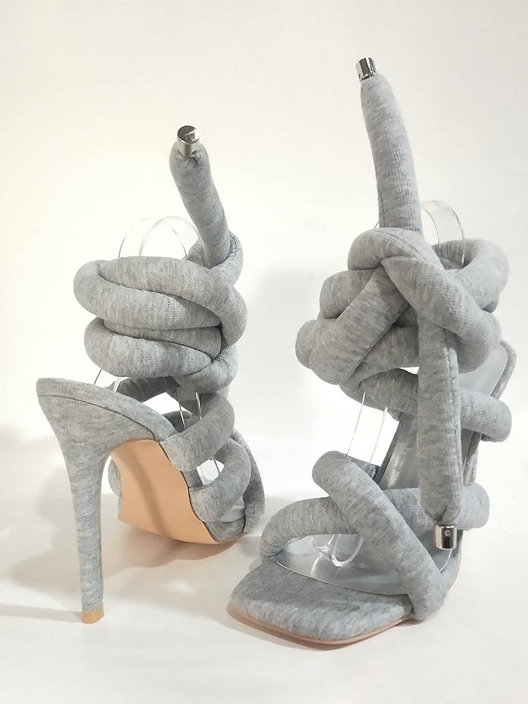 Cross Puffy Strap Heeled Sandals - Bold Muse Co