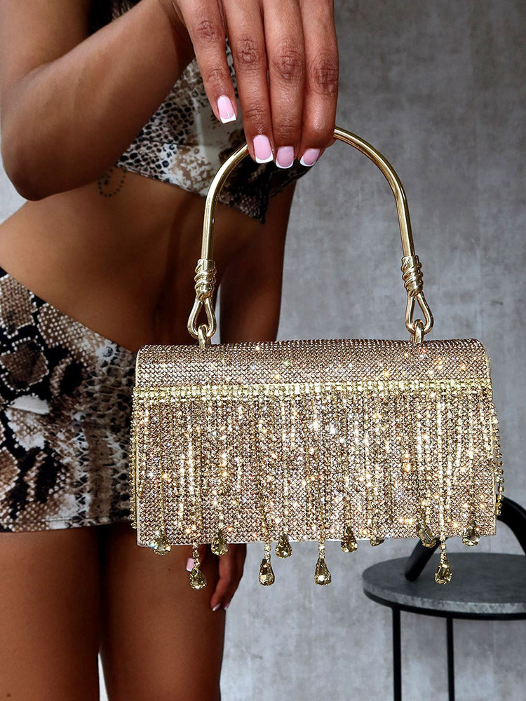 Rhinestone Fringe Clutch - Bold Muse Co