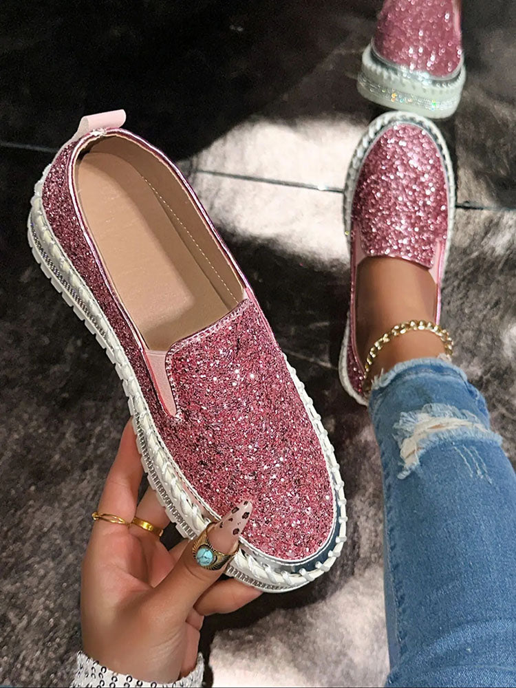 Glitter Slip-On Loafers