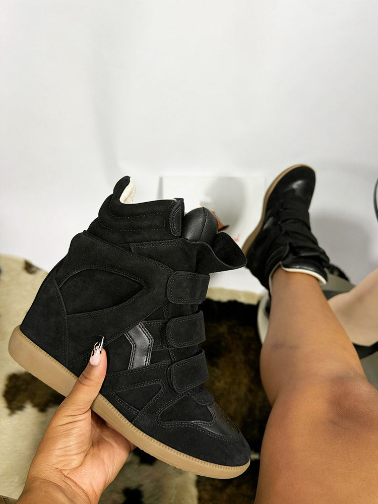 Suede Velcro Wedge Sneakers