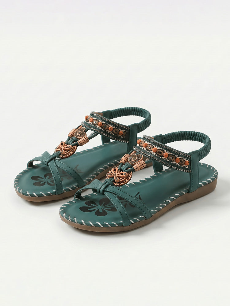 Boho Ethnic Ankle-Strap Flat Sandals