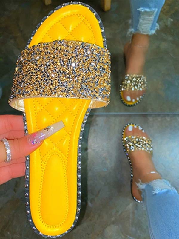 Bling Rhinestone Flat Slippers - Bold Muse Co