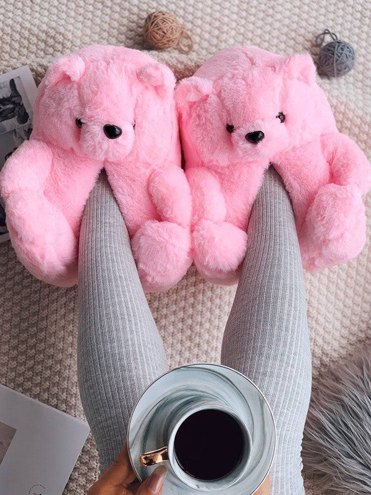 Fluffy Teddy Bear Slippers - Bold Muse Co