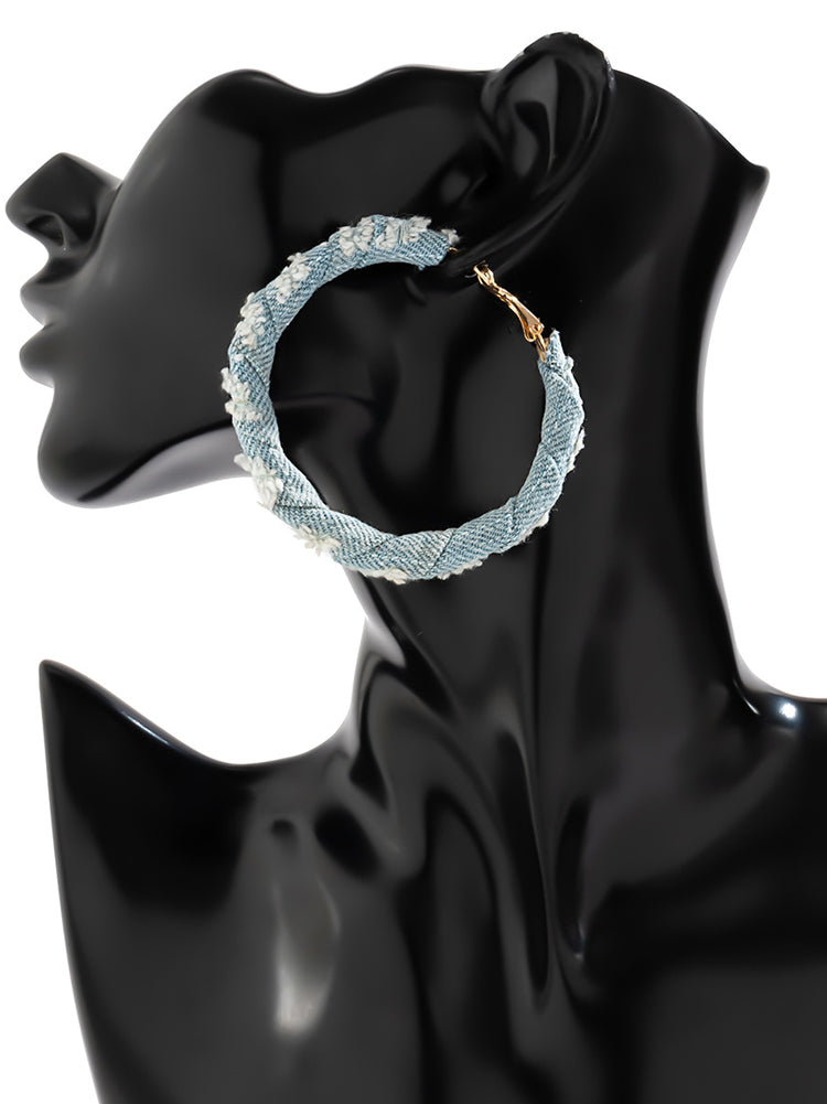 Denim Hoop Earrings - Bold Muse Co